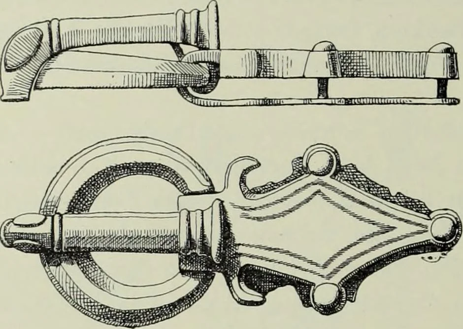 An illustration from Die altgermanische thierornamentik; typologische studie über germanische metallgegenstände aus dem IV. bis IX. jahrhundert, nebst einer studie über irische ornamentik, 1904, leaf 129