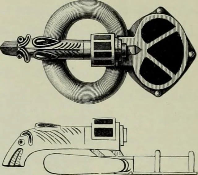 An illustration from Die altgermanische thierornamentik; typologische studie über germanische metallgegenstände aus dem IV. bis IX. jahrhundert, nebst einer studie über irische ornamentik, 1904, leaf 129