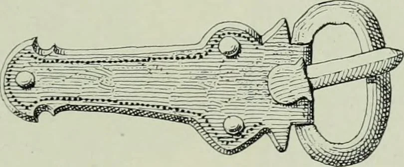 An illustration from Die altgermanische thierornamentik; typologische studie über germanische metallgegenstände aus dem IV. bis IX. jahrhundert, nebst einer studie über irische ornamentik, 1904, leaf 132