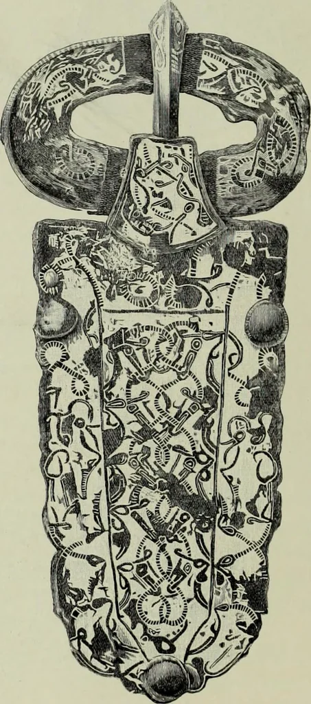 An illustration from Die altgermanische thierornamentik; typologische studie über germanische metallgegenstände aus dem IV. bis IX. jahrhundert, nebst einer studie über irische ornamentik, 1904, leaf 133