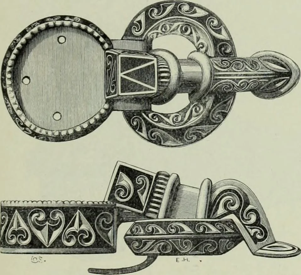 An illustration from Die altgermanische thierornamentik; typologische studie über germanische metallgegenstände aus dem IV. bis IX. jahrhundert, nebst einer studie über irische ornamentik, 1904, leaf 134