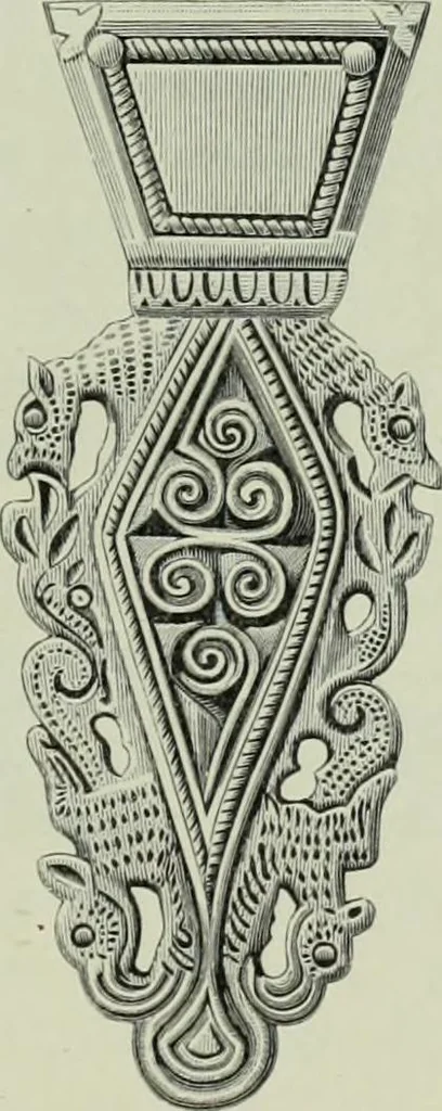 An illustration from Die altgermanische thierornamentik; typologische studie über germanische metallgegenstände aus dem IV. bis IX. jahrhundert, nebst einer studie über irische ornamentik, 1904, leaf 138