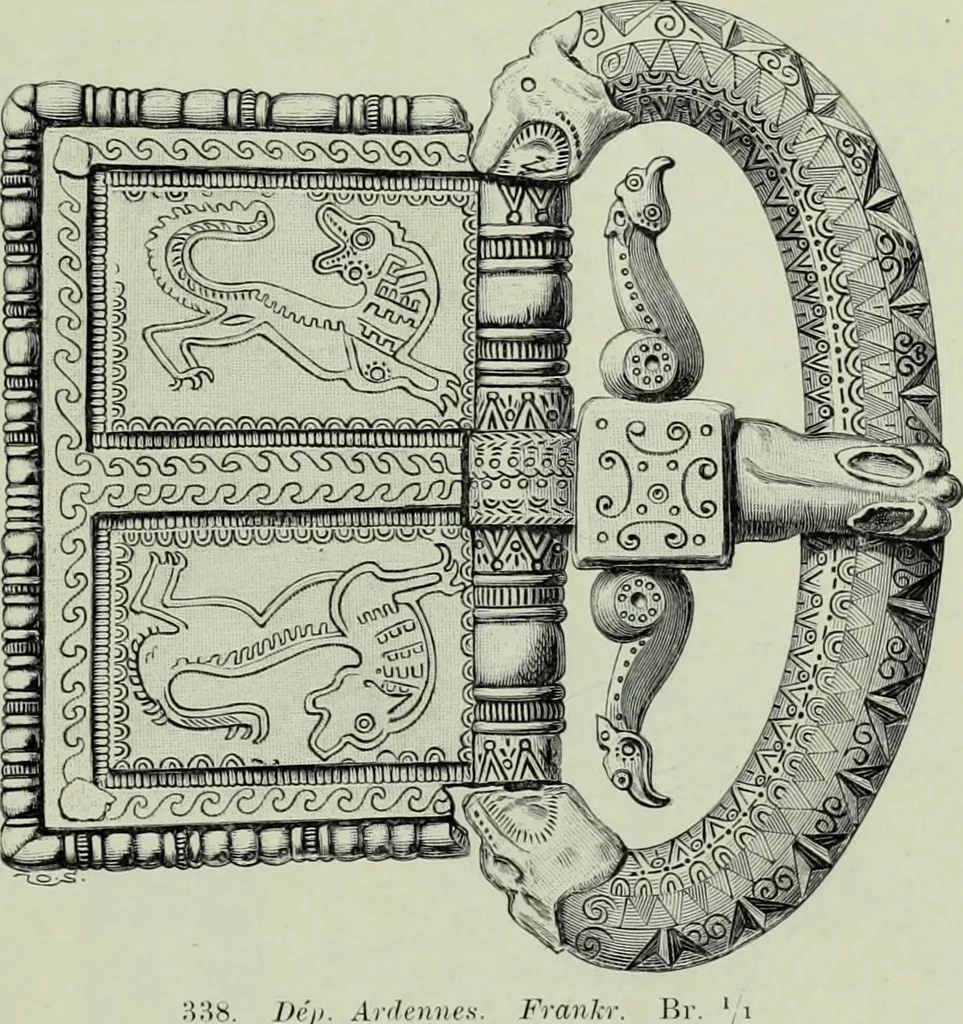 An illustration from Die altgermanische thierornamentik; typologische studie über germanische metallgegenstände aus dem IV. bis IX. jahrhundert, nebst einer studie über irische ornamentik, 1904, leaf 142