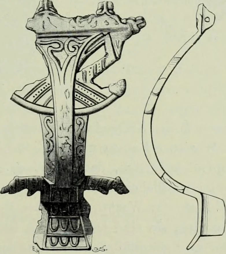An illustration from Die altgermanische thierornamentik; typologische studie über germanische metallgegenstände aus dem IV. bis IX. jahrhundert, nebst einer studie über irische ornamentik, 1904, leaf 142