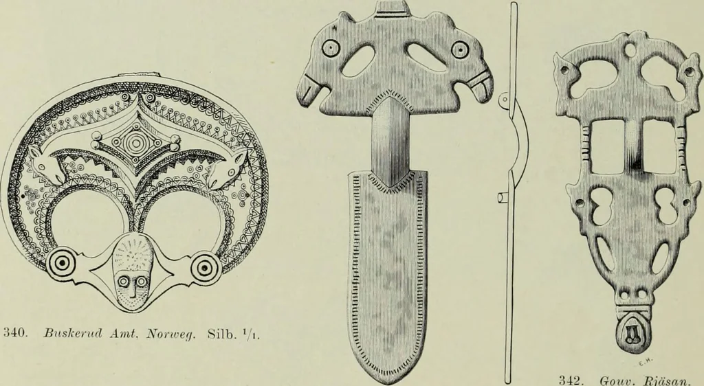 An illustration from Die altgermanische thierornamentik; typologische studie über germanische metallgegenstände aus dem IV. bis IX. jahrhundert, nebst einer studie über irische ornamentik, 1904, leaf 143