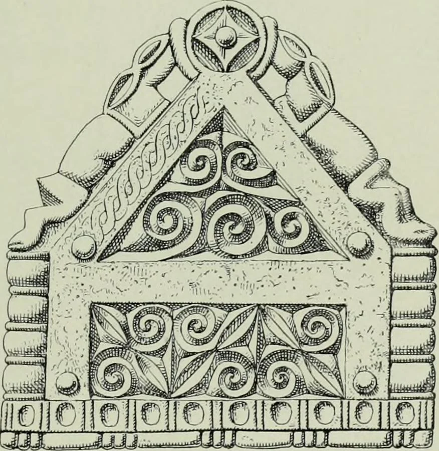 An illustration from Die altgermanische thierornamentik; typologische studie über germanische metallgegenstände aus dem IV. bis IX. jahrhundert, nebst einer studie über irische ornamentik, 1904, leaf 144