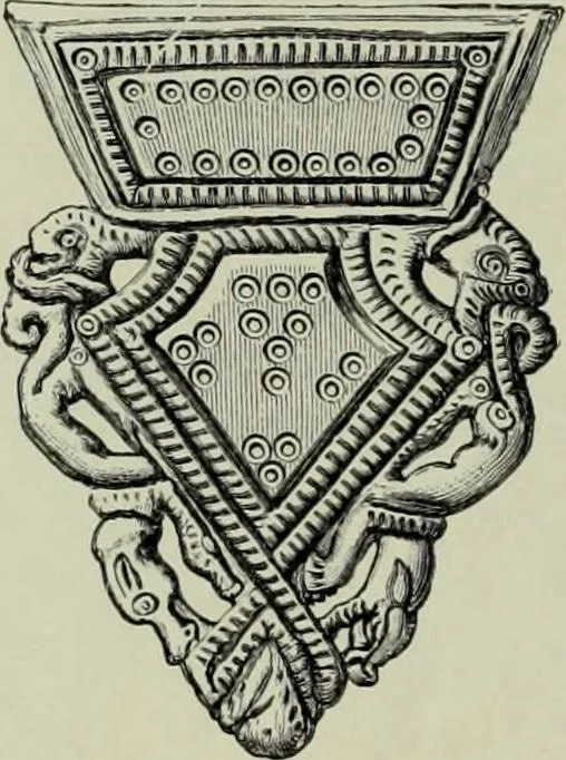 An illustration from Die altgermanische thierornamentik; typologische studie über germanische metallgegenstände aus dem IV. bis IX. jahrhundert, nebst einer studie über irische ornamentik, 1904, leaf 145