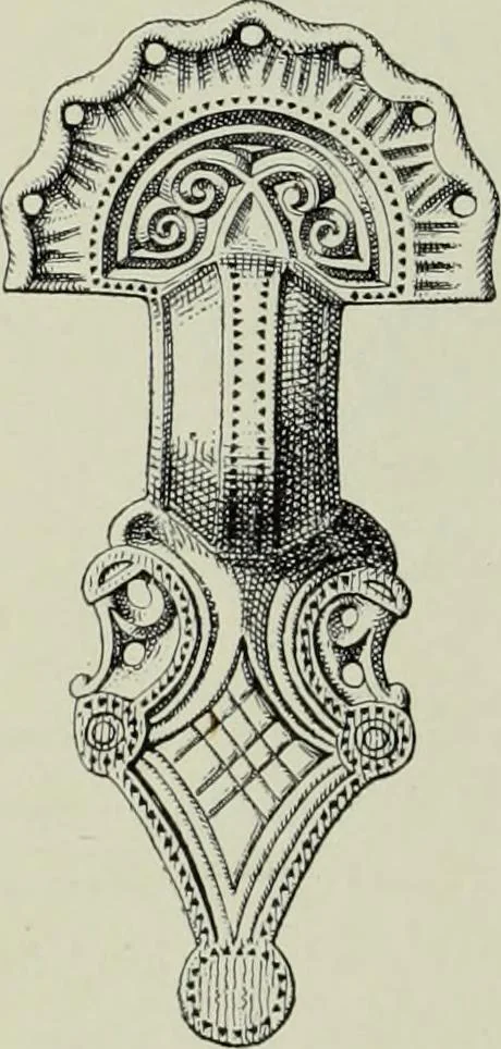 An illustration from Die altgermanische thierornamentik; typologische studie über germanische metallgegenstände aus dem IV. bis IX. jahrhundert, nebst einer studie über irische ornamentik, 1904, leaf 147