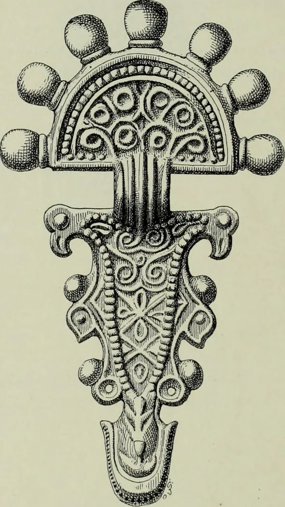 An illustration from Die altgermanische thierornamentik; typologische studie über germanische metallgegenstände aus dem IV. bis IX. jahrhundert, nebst einer studie über irische ornamentik, 1904, leaf 147
