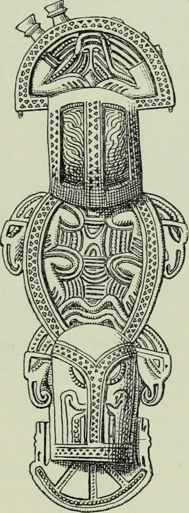 An illustration from Die altgermanische thierornamentik; typologische studie über germanische metallgegenstände aus dem IV. bis IX. jahrhundert, nebst einer studie über irische ornamentik, 1904, leaf 150