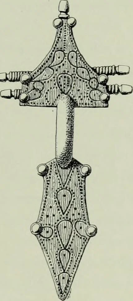 An illustration from Die altgermanische thierornamentik; typologische studie über germanische metallgegenstände aus dem IV. bis IX. jahrhundert, nebst einer studie über irische ornamentik, 1904, leaf 152
