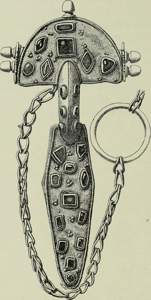 An illustration from Die altgermanische thierornamentik; typologische studie über germanische metallgegenstände aus dem IV. bis IX. jahrhundert, nebst einer studie über irische ornamentik, 1904, leaf 157
