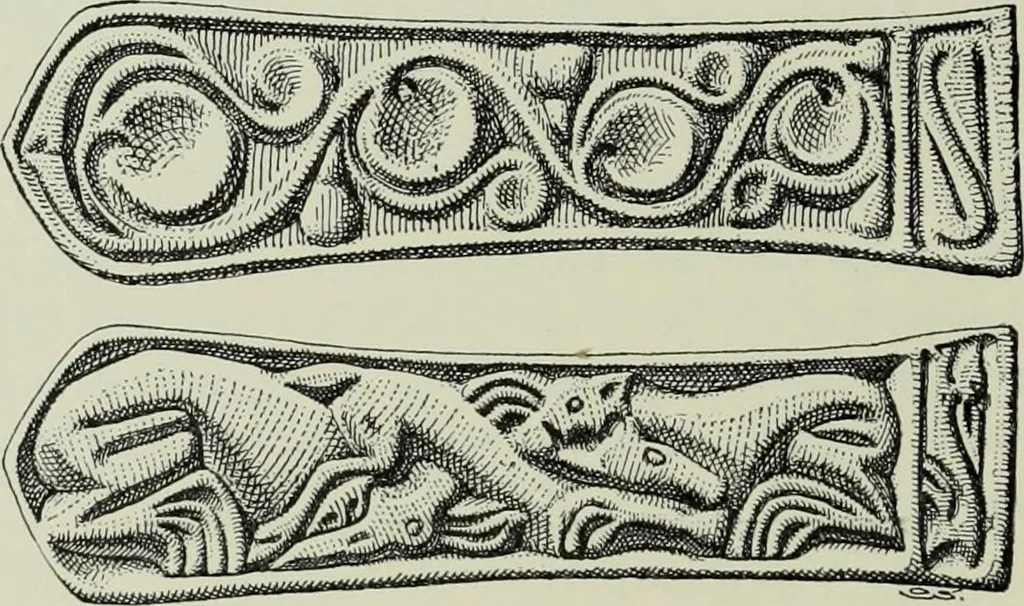 An illustration from Die altgermanische thierornamentik; typologische studie über germanische metallgegenstände aus dem IV. bis IX. jahrhundert, nebst einer studie über irische ornamentik, 1904, leaf 165