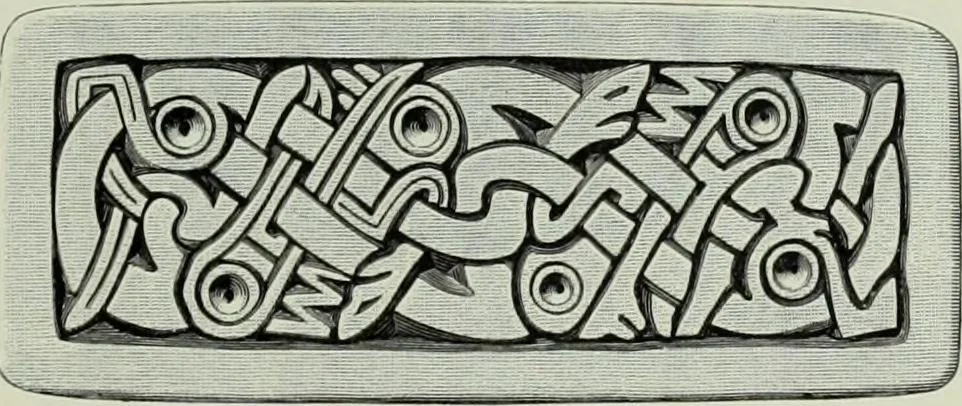 An illustration from Die altgermanische thierornamentik; typologische studie über germanische metallgegenstände aus dem IV. bis IX. jahrhundert, nebst einer studie über irische ornamentik, 1904, leaf 166