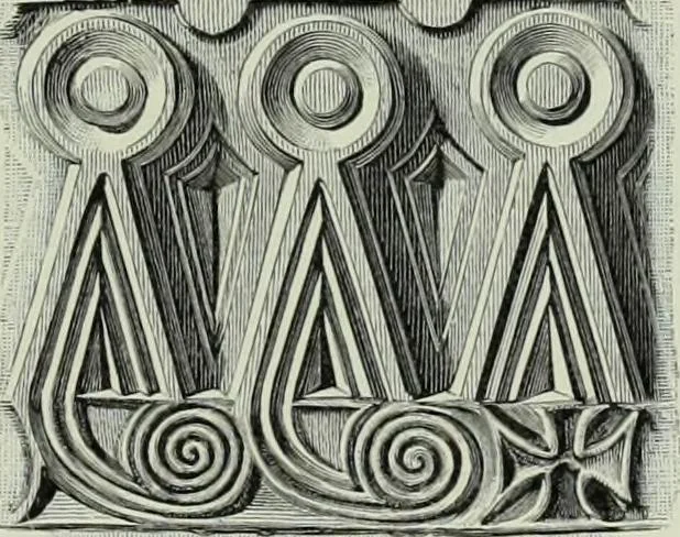An illustration from Die altgermanische thierornamentik; typologische studie über germanische metallgegenstände aus dem IV. bis IX. jahrhundert, nebst einer studie über irische ornamentik, 1904, leaf 176