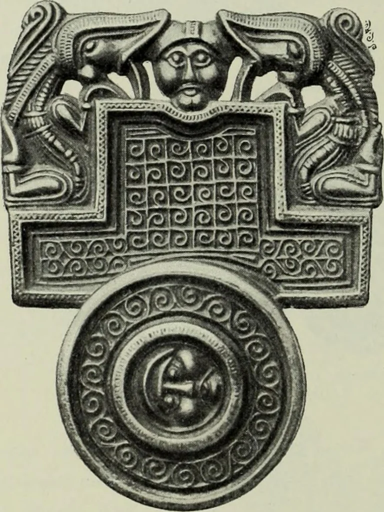 An illustration from Die altgermanische thierornamentik; typologische studie über germanische metallgegenstände aus dem IV. bis IX. jahrhundert, nebst einer studie über irische ornamentik, 1904, leaf 183