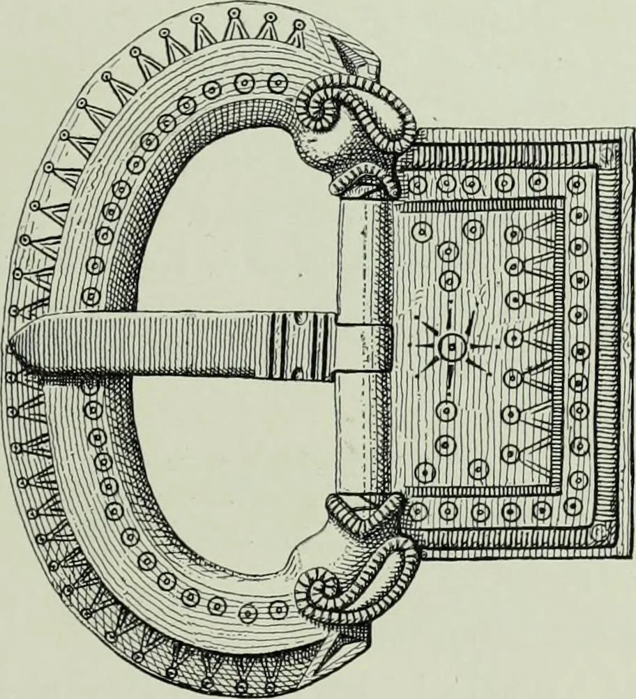 An illustration from Die altgermanische thierornamentik; typologische studie über germanische metallgegenstände aus dem IV. bis IX. jahrhundert, nebst einer studie über irische ornamentik, 1904, leaf 184