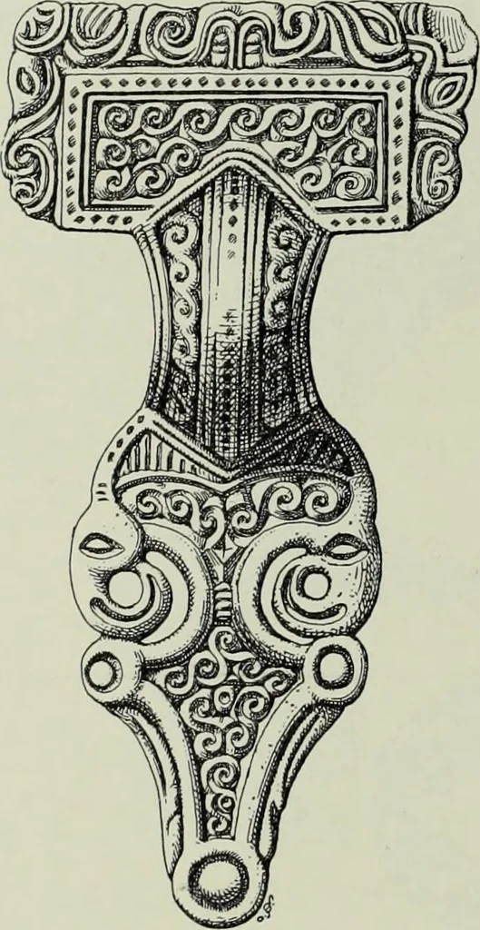 An illustration from Die altgermanische thierornamentik; typologische studie über germanische metallgegenstände aus dem IV. bis IX. jahrhundert, nebst einer studie über irische ornamentik, 1904, leaf 189
