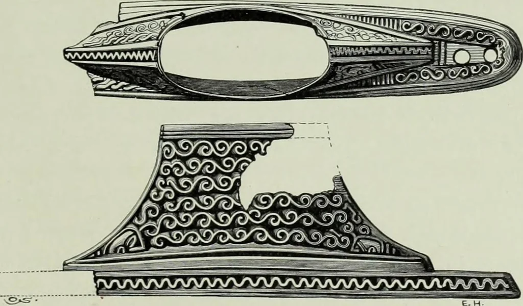 An illustration from Die altgermanische thierornamentik; typologische studie über germanische metallgegenstände aus dem IV. bis IX. jahrhundert, nebst einer studie über irische ornamentik, 1904, leaf 190