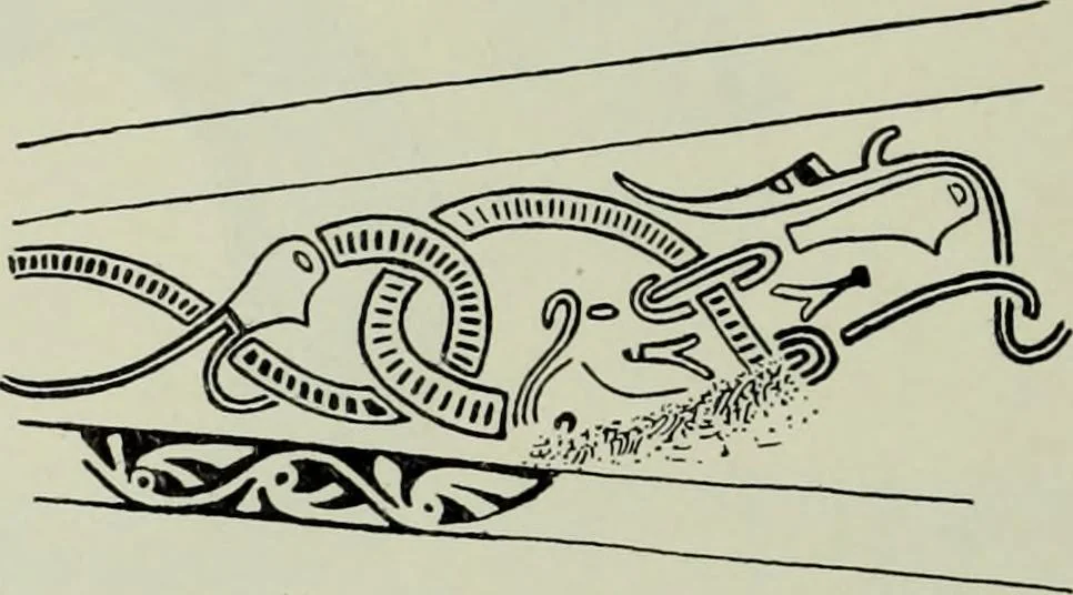 An illustration from Die altgermanische thierornamentik; typologische studie über germanische metallgegenstände aus dem IV. bis IX. jahrhundert, nebst einer studie über irische ornamentik, 1904, leaf 191