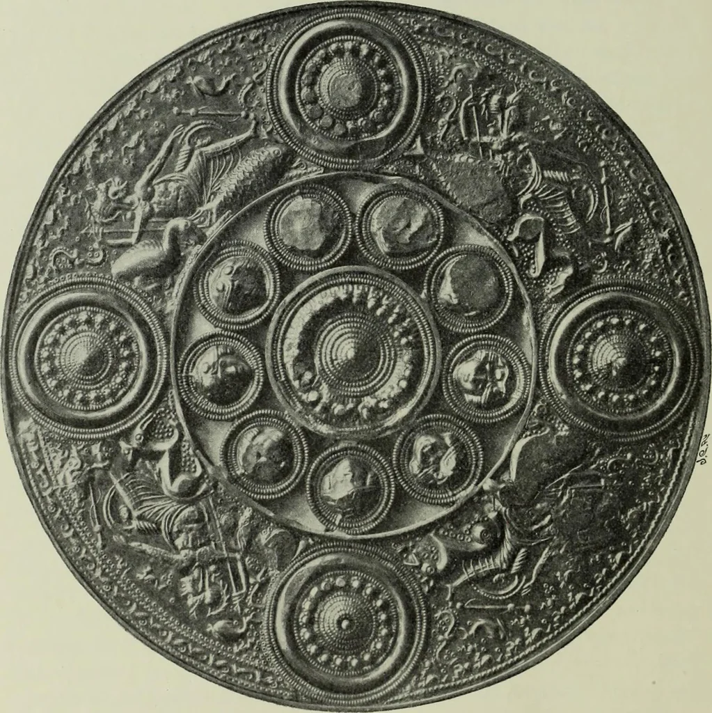 An illustration from Die altgermanische thierornamentik; typologische studie über germanische metallgegenstände aus dem IV. bis IX. jahrhundert, nebst einer studie über irische ornamentik, 1904, leaf 195