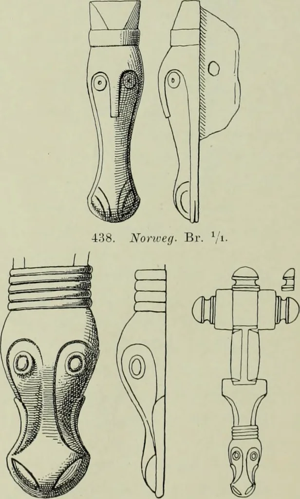 An illustration from Die altgermanische thierornamentik; typologische studie über germanische metallgegenstände aus dem IV. bis IX. jahrhundert, nebst einer studie über irische ornamentik, 1904, leaf 201