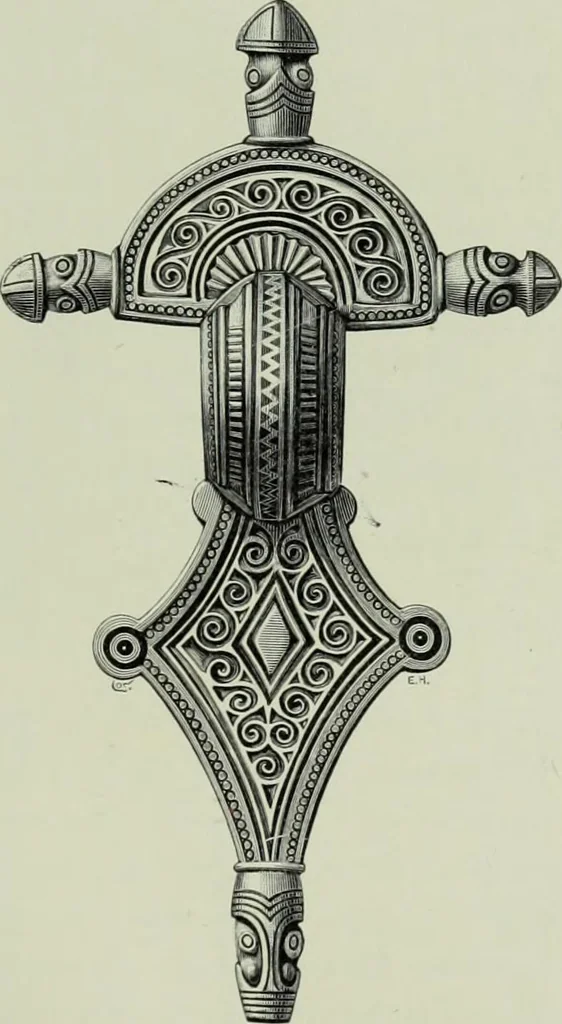 An illustration from Die altgermanische thierornamentik; typologische studie über germanische metallgegenstände aus dem IV. bis IX. jahrhundert, nebst einer studie über irische ornamentik, 1904, leaf 202