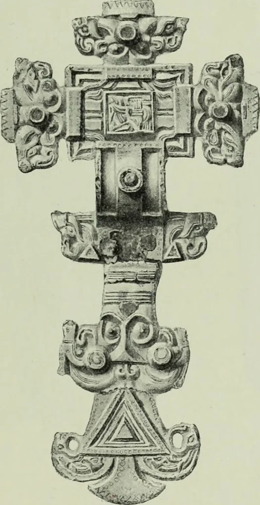 An illustration from Die altgermanische thierornamentik; typologische studie über germanische metallgegenstände aus dem IV. bis IX. jahrhundert, nebst einer studie über irische ornamentik, 1904, leaf 208