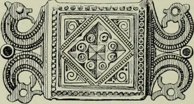 An illustration from Die altgermanische thierornamentik; typologische studie über germanische metallgegenstände aus dem IV. bis IX. jahrhundert, nebst einer studie über irische ornamentik, 1904, leaf 213