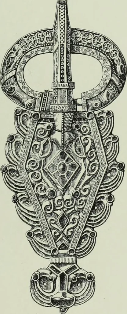 An illustration from Die altgermanische thierornamentik; typologische studie über germanische metallgegenstände aus dem IV. bis IX. jahrhundert, nebst einer studie über irische ornamentik, 1904, leaf 216