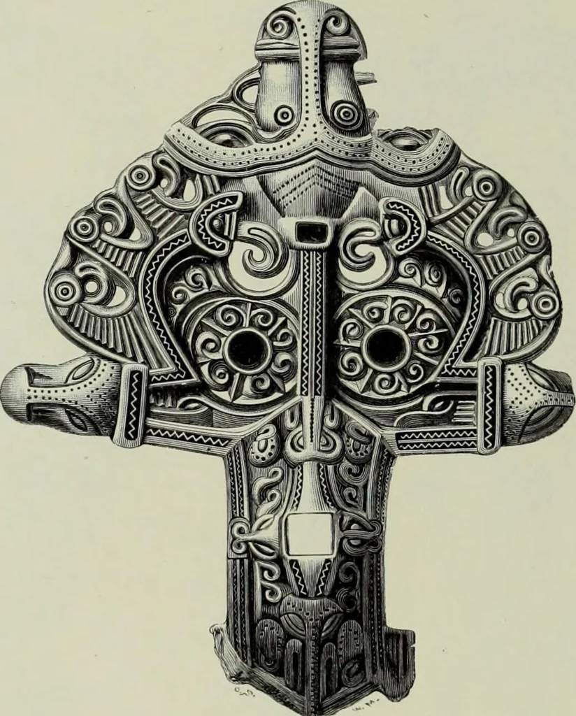 An illustration from Die altgermanische thierornamentik; typologische studie über germanische metallgegenstände aus dem IV. bis IX. jahrhundert, nebst einer studie über irische ornamentik, 1904, leaf 217