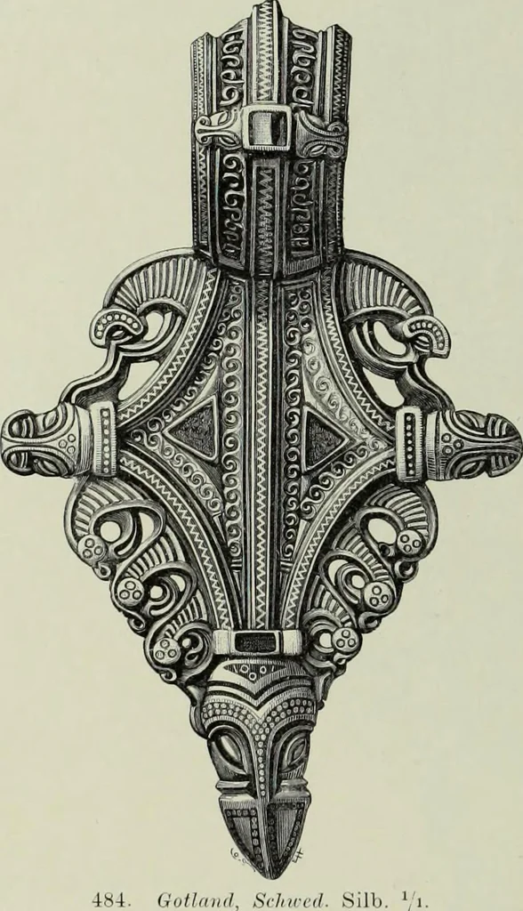 An illustration from Die altgermanische thierornamentik; typologische studie über germanische metallgegenstände aus dem IV. bis IX. jahrhundert, nebst einer studie über irische ornamentik, 1904, leaf 219