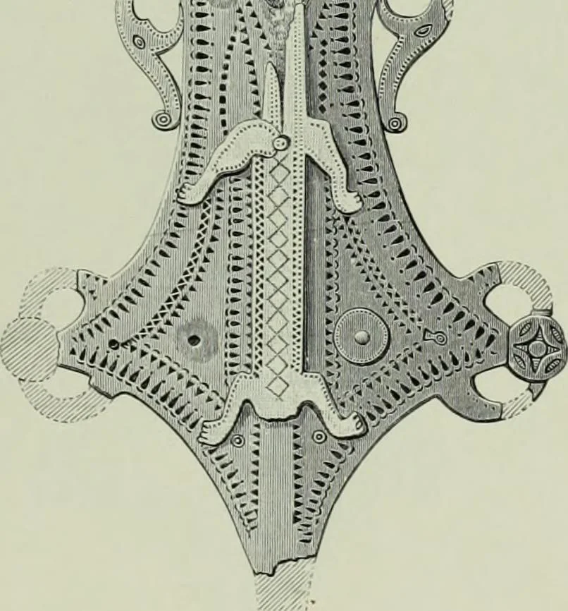 An illustration from Die altgermanische thierornamentik; typologische studie über germanische metallgegenstände aus dem IV. bis IX. jahrhundert, nebst einer studie über irische ornamentik, 1904, leaf 224