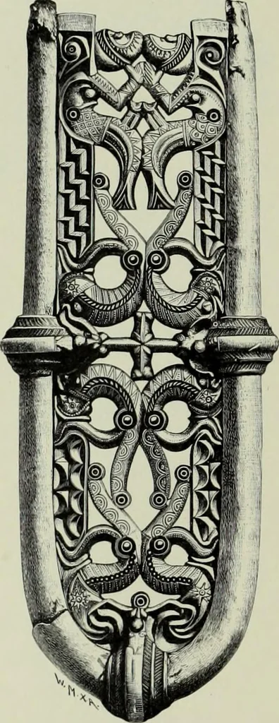 An illustration from Die altgermanische thierornamentik; typologische studie über germanische metallgegenstände aus dem IV. bis IX. jahrhundert, nebst einer studie über irische ornamentik, 1904, leaf 225