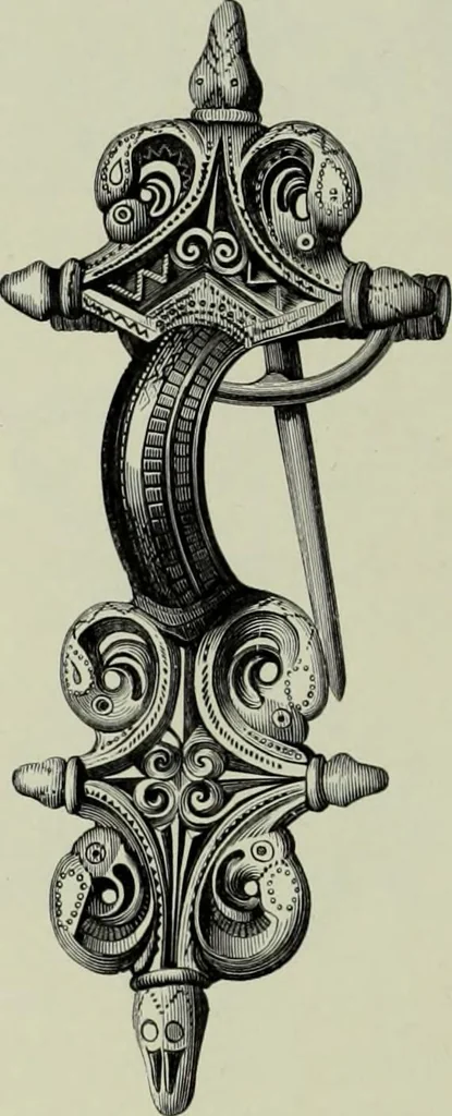 An illustration from Die altgermanische thierornamentik; typologische studie über germanische metallgegenstände aus dem IV. bis IX. jahrhundert, nebst einer studie über irische ornamentik, 1904, leaf 225