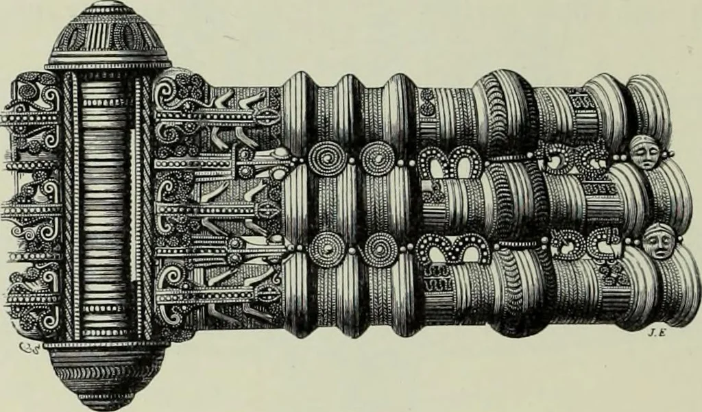 An illustration from Die altgermanische thierornamentik; typologische studie über germanische metallgegenstände aus dem IV. bis IX. jahrhundert, nebst einer studie über irische ornamentik, 1904, leaf 229