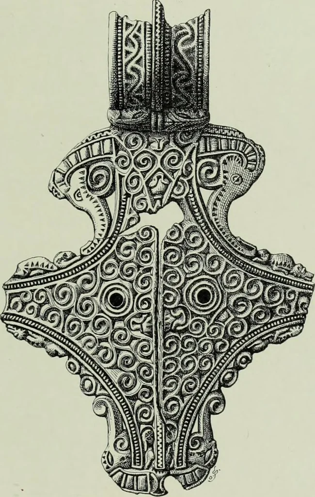 An illustration from Die altgermanische thierornamentik; typologische studie über germanische metallgegenstände aus dem IV. bis IX. jahrhundert, nebst einer studie über irische ornamentik, 1904, leaf 232