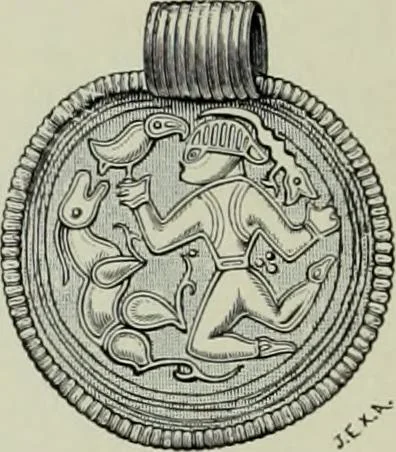 An illustration from Die altgermanische thierornamentik; typologische studie über germanische metallgegenstände aus dem IV. bis IX. jahrhundert, nebst einer studie über irische ornamentik, 1904, leaf 233