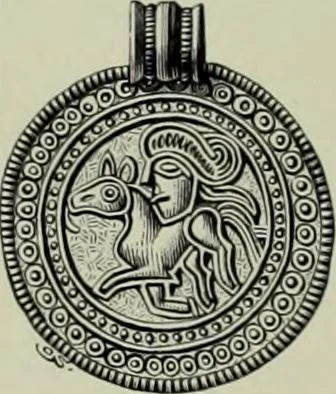 An illustration from Die altgermanische thierornamentik; typologische studie über germanische metallgegenstände aus dem IV. bis IX. jahrhundert, nebst einer studie über irische ornamentik, 1904, leaf 233