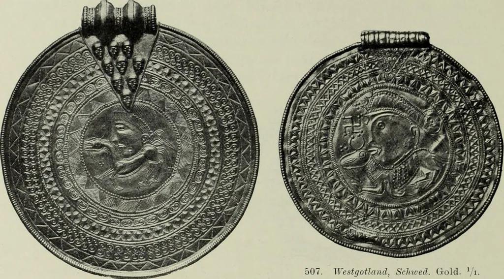 An illustration from Die altgermanische thierornamentik; typologische studie über germanische metallgegenstände aus dem IV. bis IX. jahrhundert, nebst einer studie über irische ornamentik, 1904, leaf 235