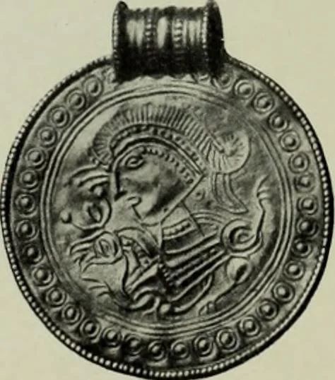 An illustration from Die altgermanische thierornamentik; typologische studie über germanische metallgegenstände aus dem IV. bis IX. jahrhundert, nebst einer studie über irische ornamentik, 1904, leaf 235