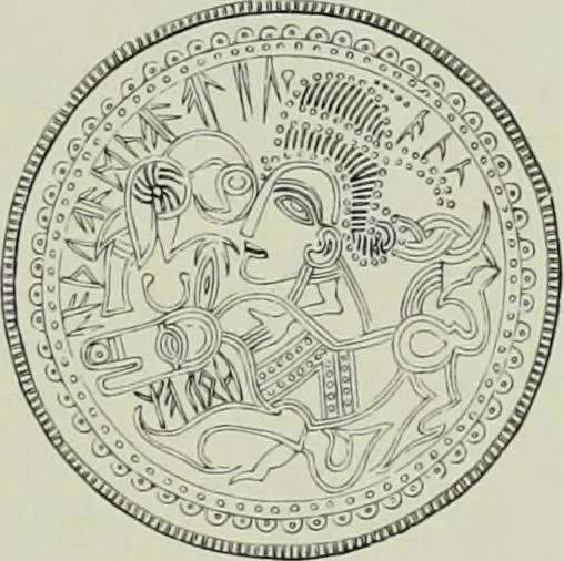 An illustration from Die altgermanische thierornamentik; typologische studie über germanische metallgegenstände aus dem IV. bis IX. jahrhundert, nebst einer studie über irische ornamentik, 1904, leaf 238