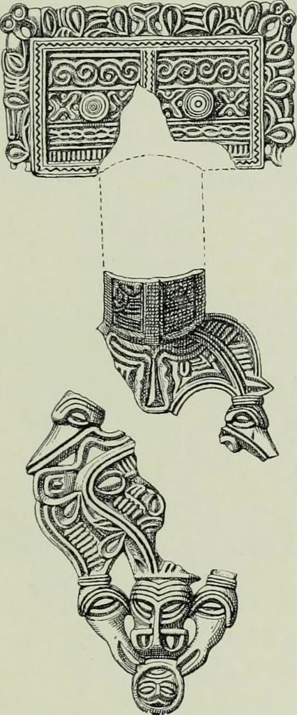 An illustration from Die altgermanische thierornamentik; typologische studie über germanische metallgegenstände aus dem IV. bis IX. jahrhundert, nebst einer studie über irische ornamentik, 1904, leaf 242