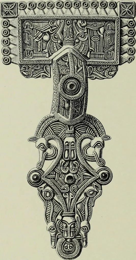 An illustration from Die altgermanische thierornamentik; typologische studie über germanische metallgegenstände aus dem IV. bis IX. jahrhundert, nebst einer studie über irische ornamentik, 1904, leaf 243