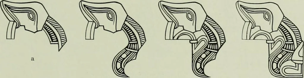 An illustration from Die altgermanische thierornamentik; typologische studie über germanische metallgegenstände aus dem IV. bis IX. jahrhundert, nebst einer studie über irische ornamentik, 1904, leaf 244