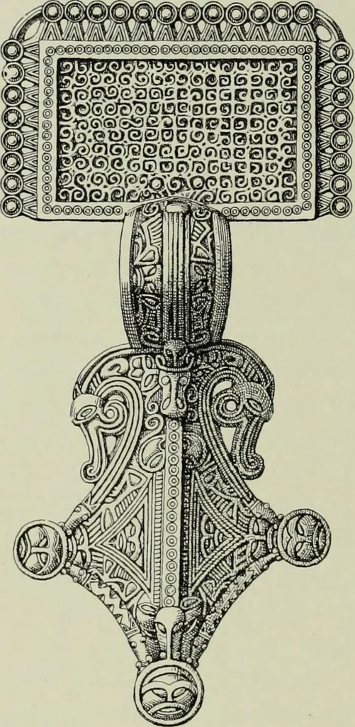 An illustration from Die altgermanische thierornamentik; typologische studie über germanische metallgegenstände aus dem IV. bis IX. jahrhundert, nebst einer studie über irische ornamentik, 1904, leaf 247