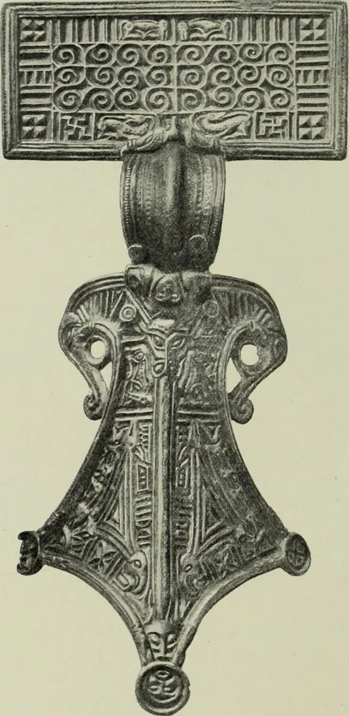An illustration from Die altgermanische thierornamentik; typologische studie über germanische metallgegenstände aus dem IV. bis IX. jahrhundert, nebst einer studie über irische ornamentik, 1904, leaf 253