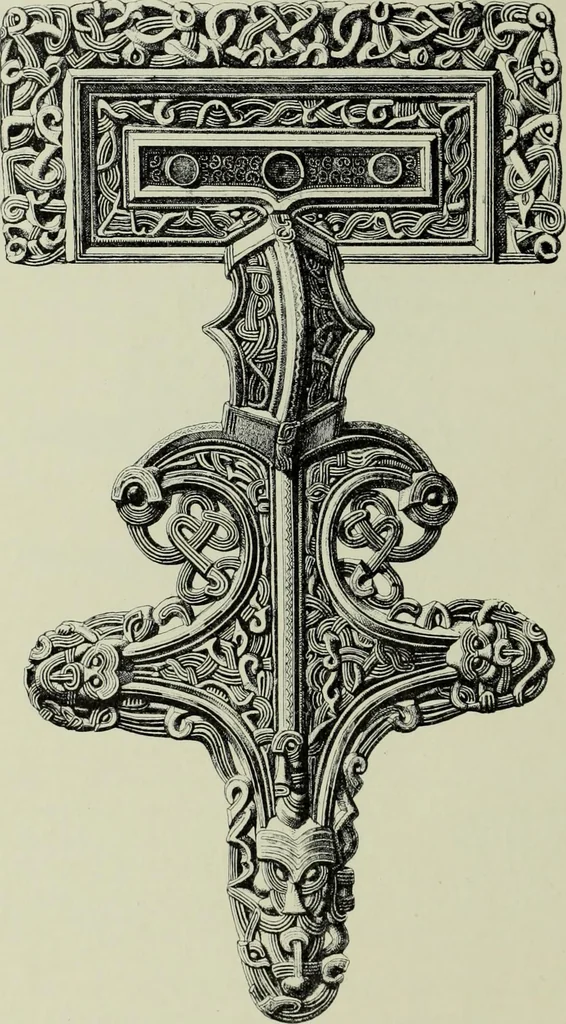 An illustration from Die altgermanische thierornamentik; typologische studie über germanische metallgegenstände aus dem IV. bis IX. jahrhundert, nebst einer studie über irische ornamentik, 1904, leaf 257