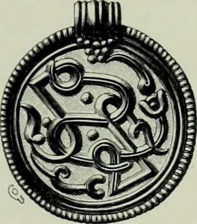 An illustration from Die altgermanische thierornamentik; typologische studie über germanische metallgegenstände aus dem IV. bis IX. jahrhundert, nebst einer studie über irische ornamentik, 1904, leaf 258