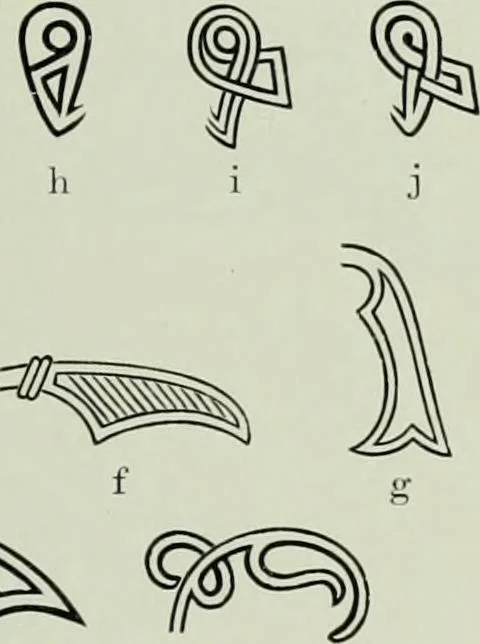 An illustration from Die altgermanische thierornamentik; typologische studie über germanische metallgegenstände aus dem IV. bis IX. jahrhundert, nebst einer studie über irische ornamentik, 1904, leaf 264